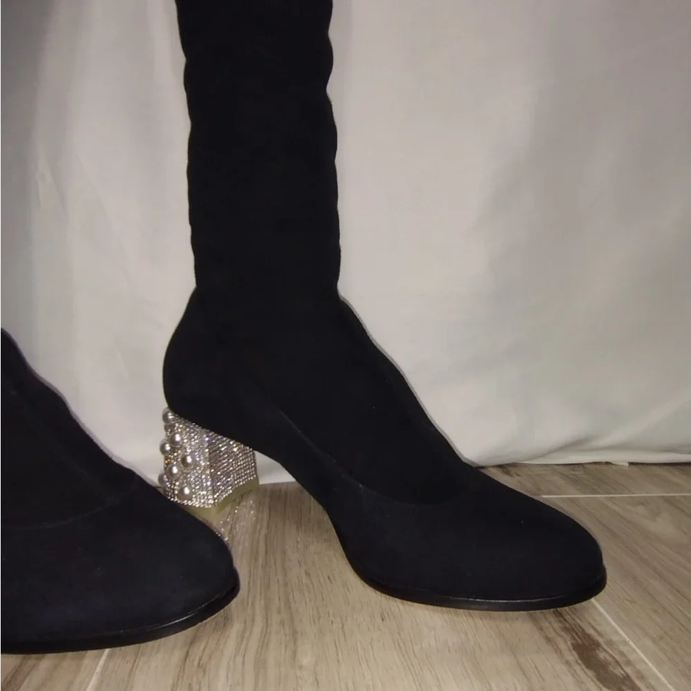 SOPHIA WEBSTER Black Over-the-Knee Women's Boots size 8.5 pre owned